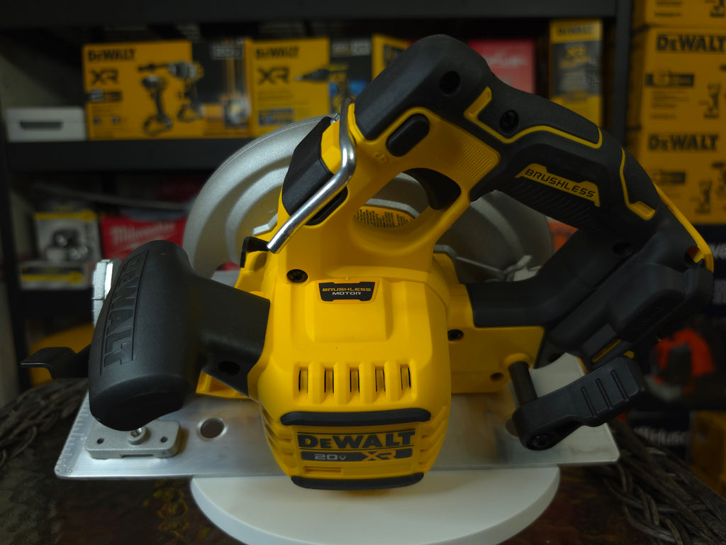 DeWalt DCS570 Circular Saw - Side view showing brushless motor